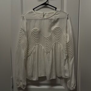 Mustard Seed Cream Blouse with Wave Detailing